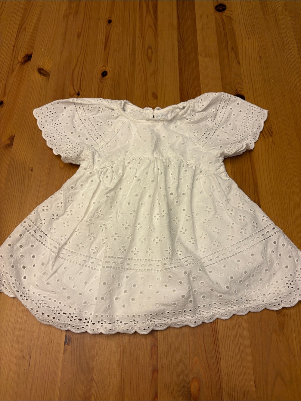 Zara White Eyelet Cotton Dress for Kids